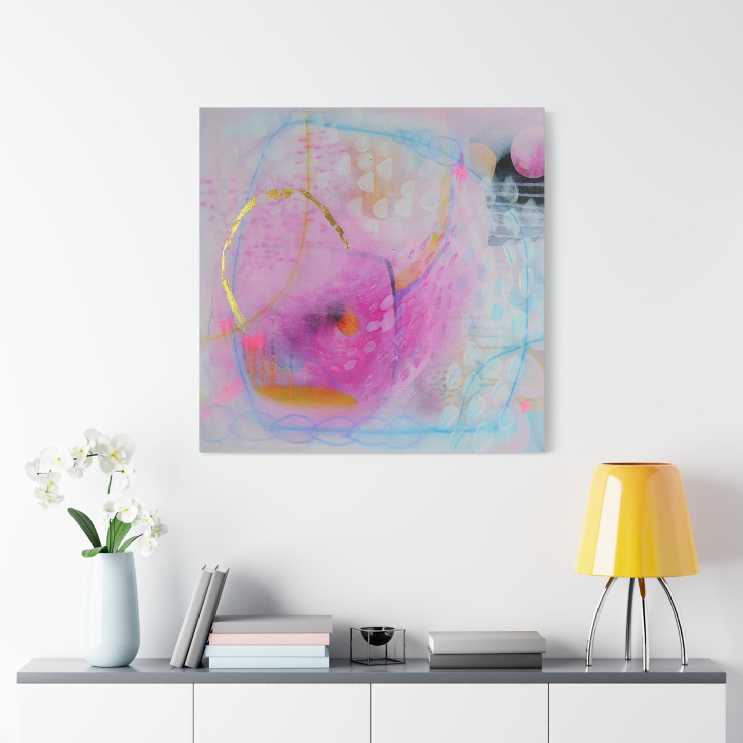 Pink and Blue Abstract Canvas Art Print