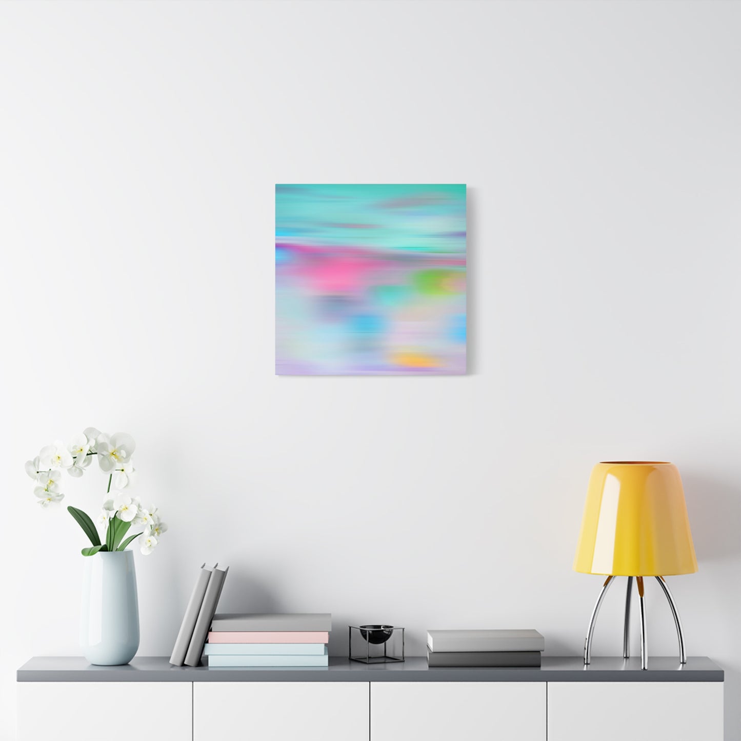 Pink Blue Abstract Landscape Canvas