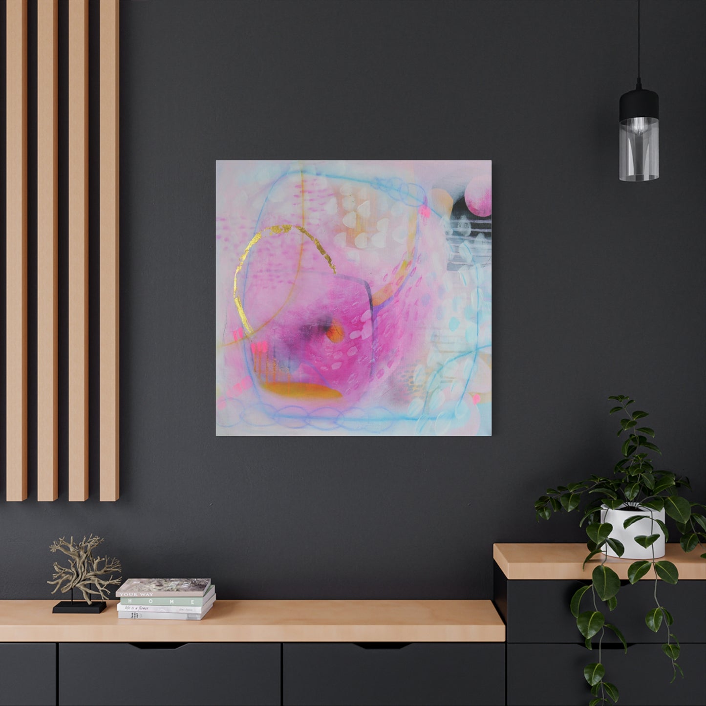 Pink and Blue Abstract Canvas Art Print
