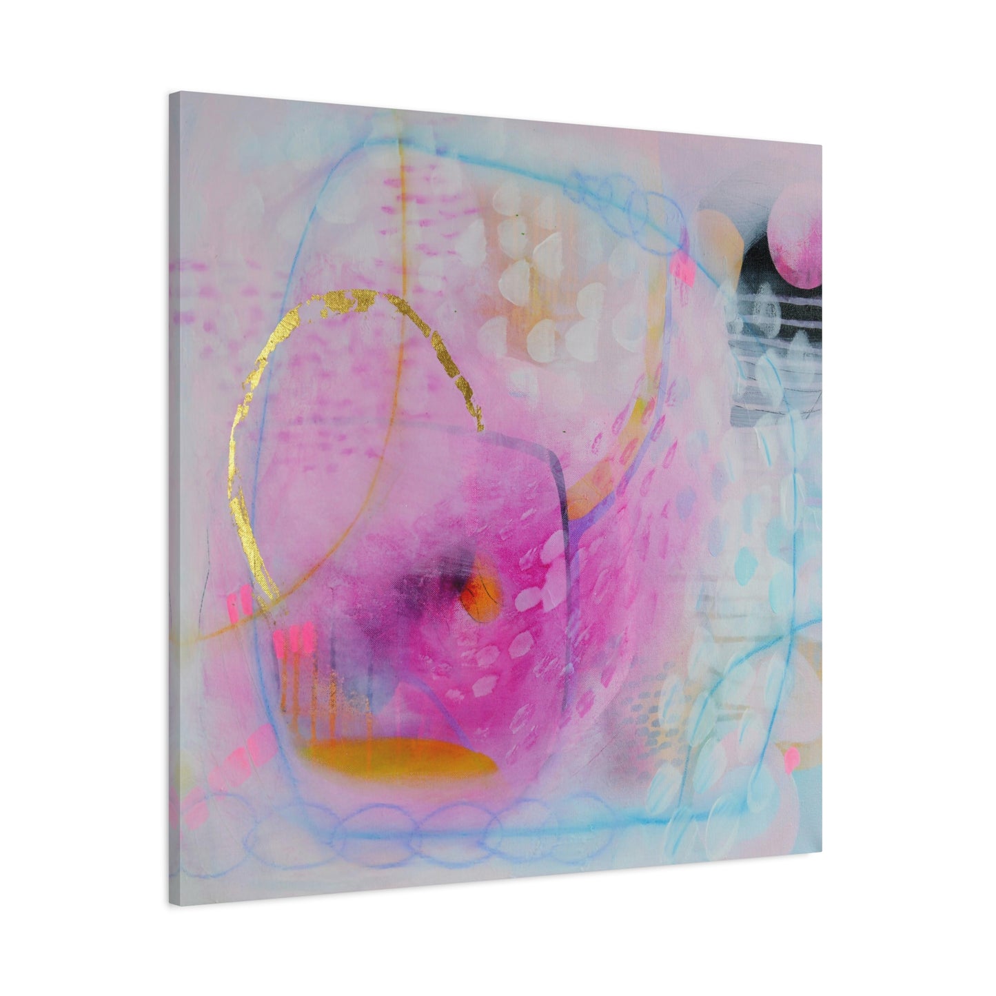 Pink and Blue Abstract Canvas Art Print