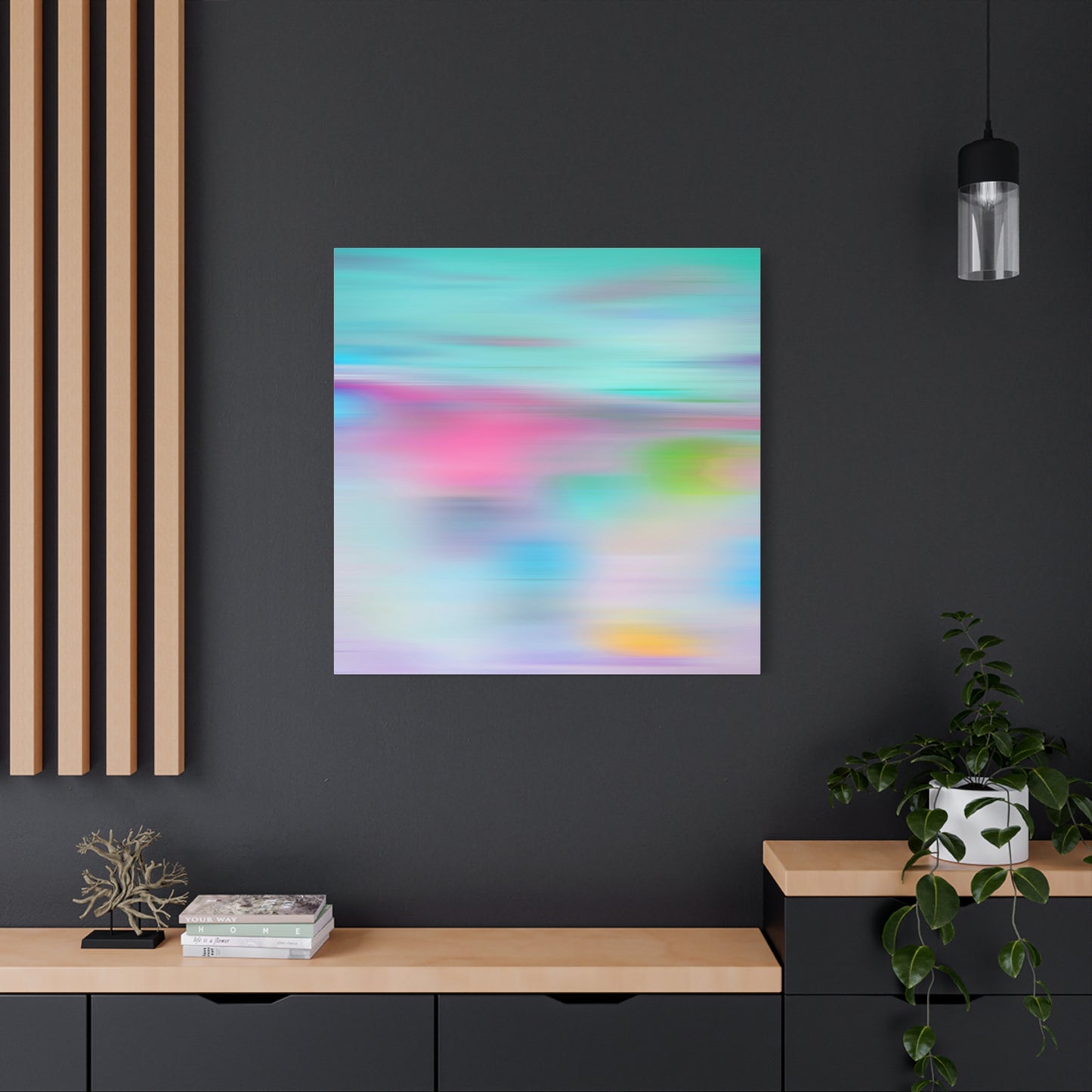 Pink Blue Abstract Landscape Canvas