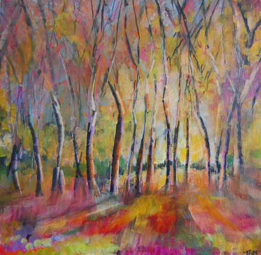 Autumn In Horsepool Wood - Original Abstract Landscape Painting