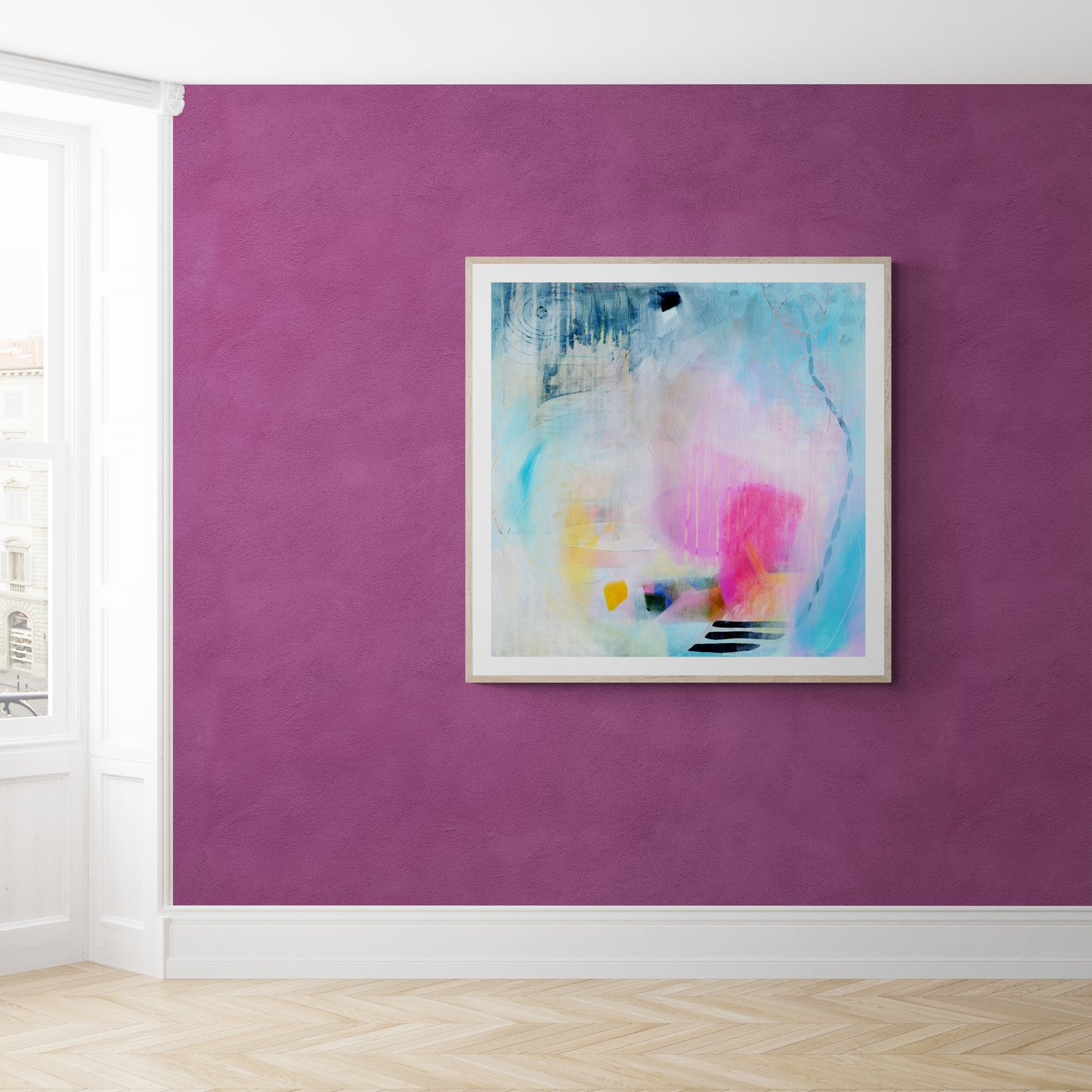 Large Colourful Abstract Art Print on Stretched Canvas or Fine Art Paper - Various Sizes