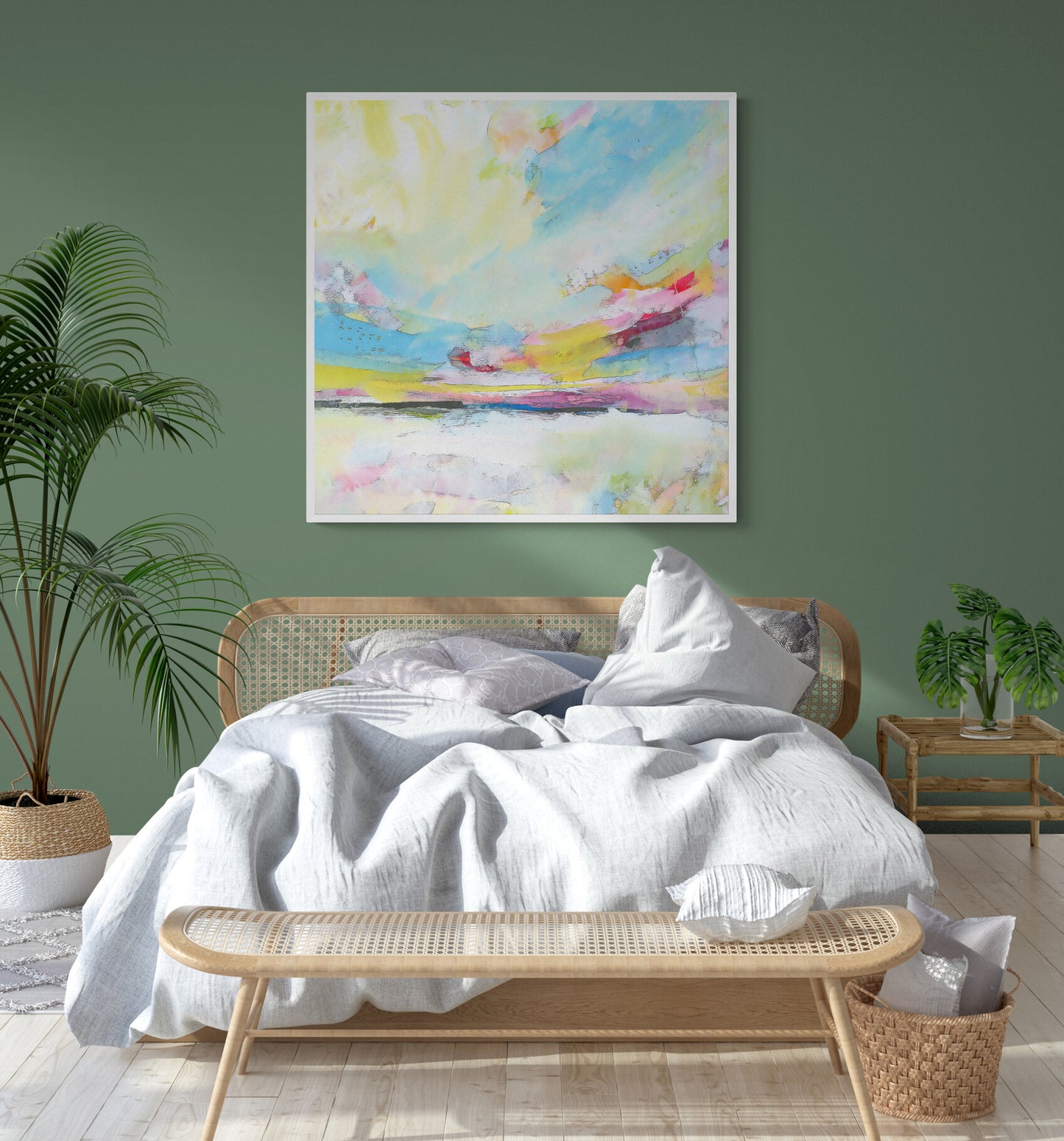 Colourful Abstract Landscape Wall Art Print on Stretched Canvas or Fine Art Paper