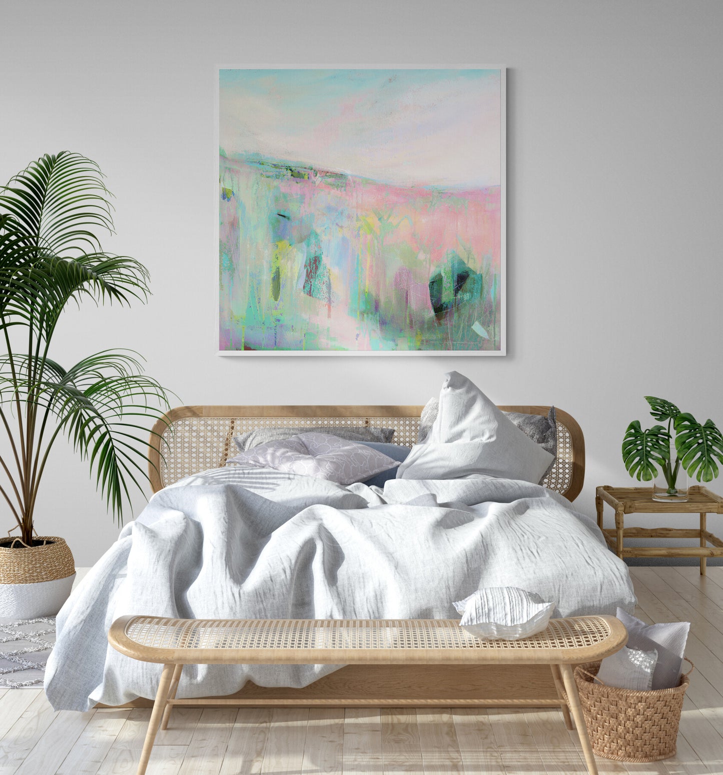 Pastel Abstract Landscape Wall Art Print on Stretched Canvas or Fine Art Paper