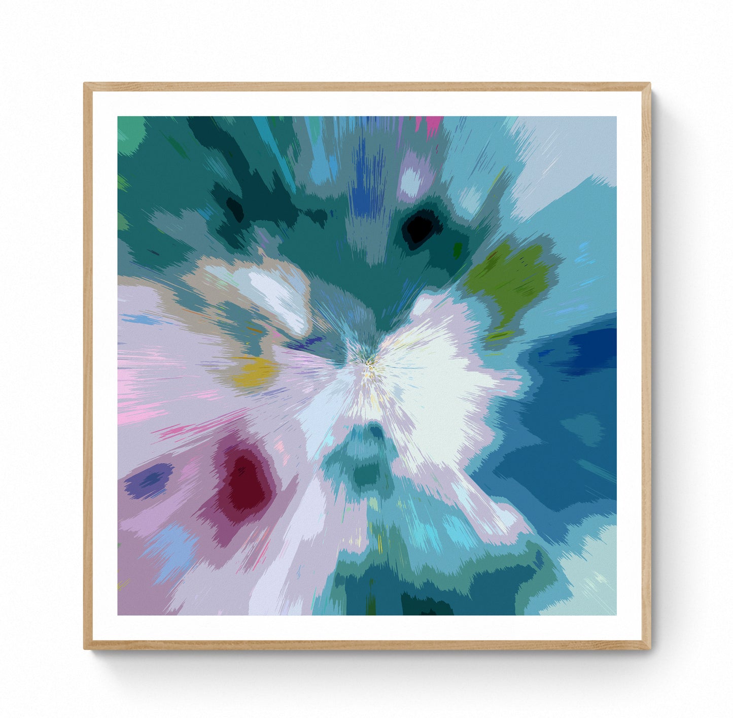 Large Teal Abstract Art Print on Stretched Canvas or Fine Art Paper - Various Sizes