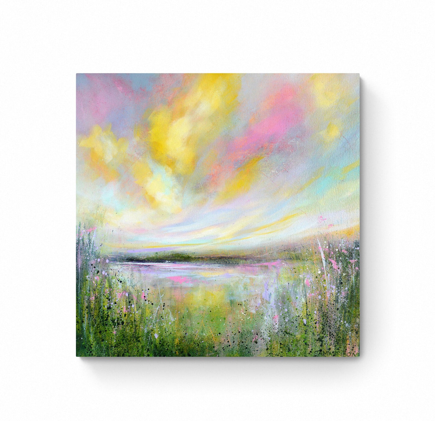 Yellow Clouds - Abstract Landscape Wall Art Print on Stretched Canvas or Fine Art Paper