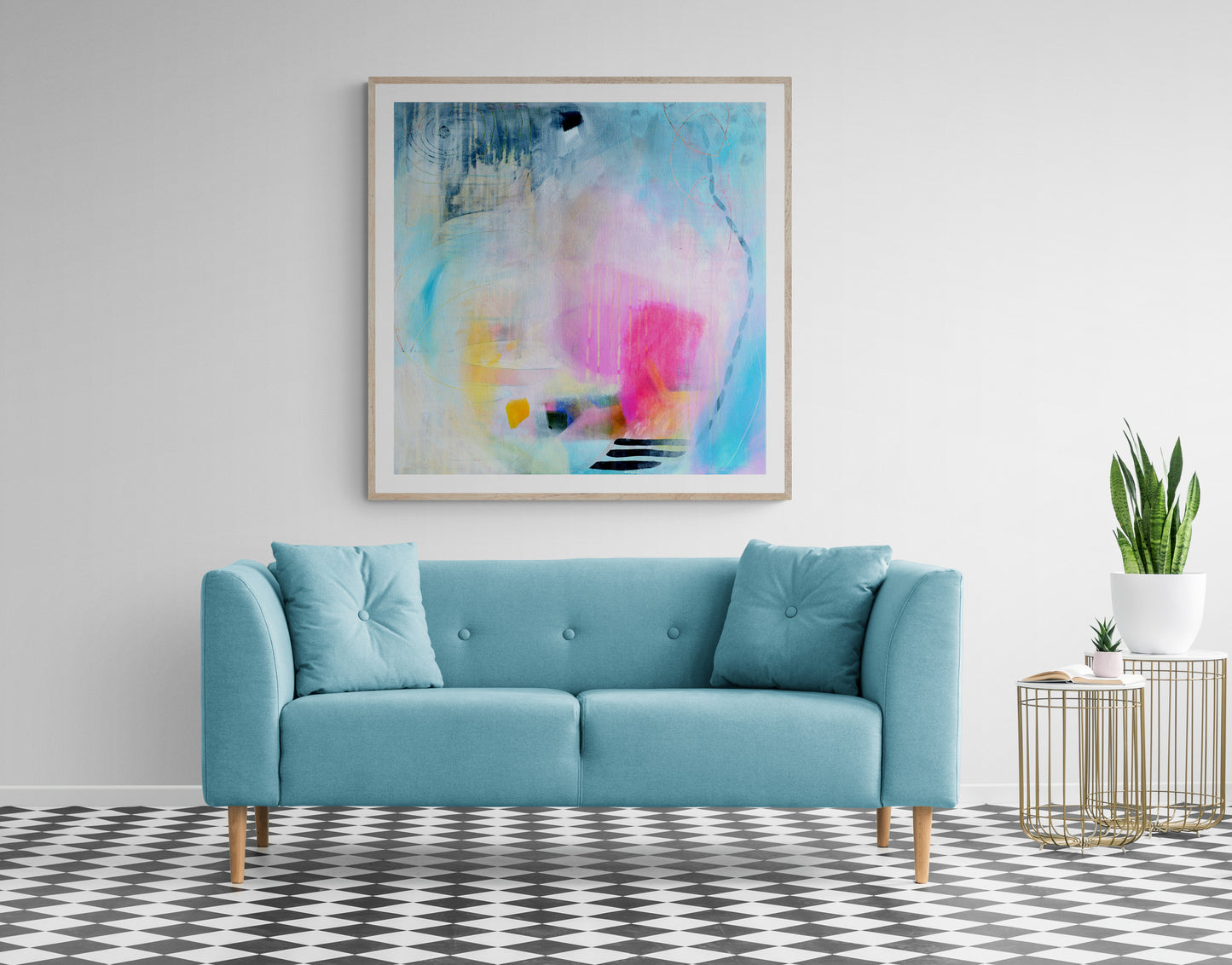 Large Colourful Abstract Art Print on Stretched Canvas or Fine Art Paper - Various Sizes