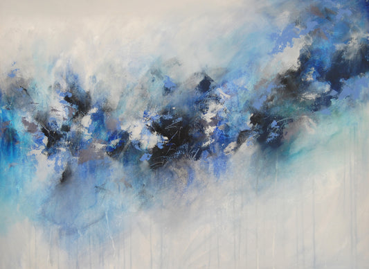 Blue White Strata - Original Abstract Painting
