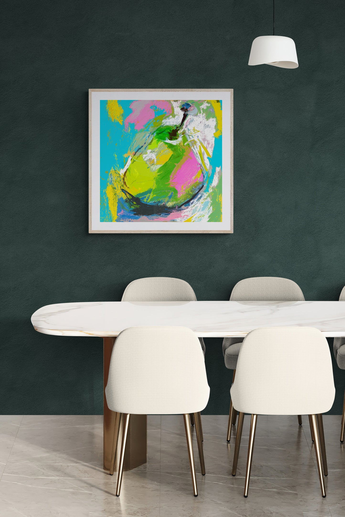 Modern Still Life Wall Art Print on Stretched Canvas or Fine Art Paper - Colourful Pear I