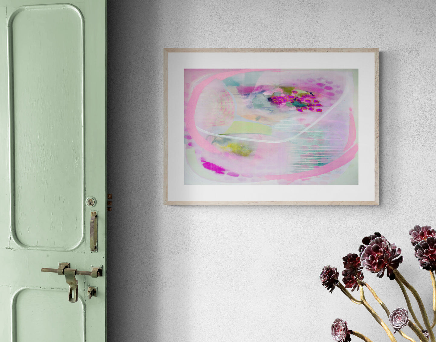 Pink Abstract Art Giclee Print on Stretched Canvas or Fine Art Paper