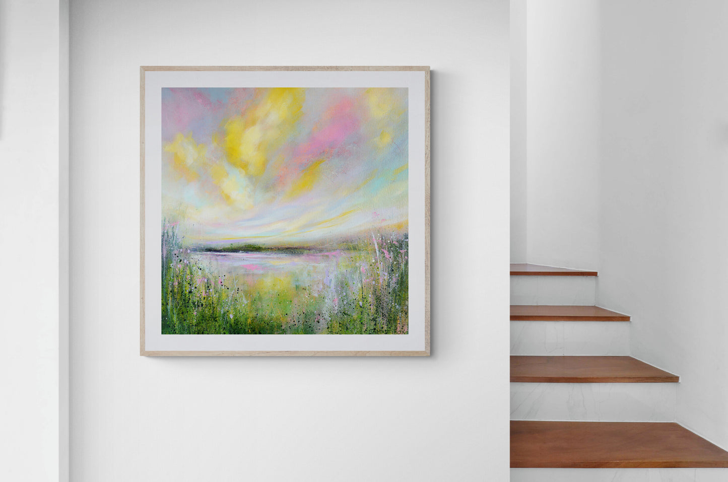 Yellow Clouds - Abstract Landscape Wall Art Print on Stretched Canvas or Fine Art Paper