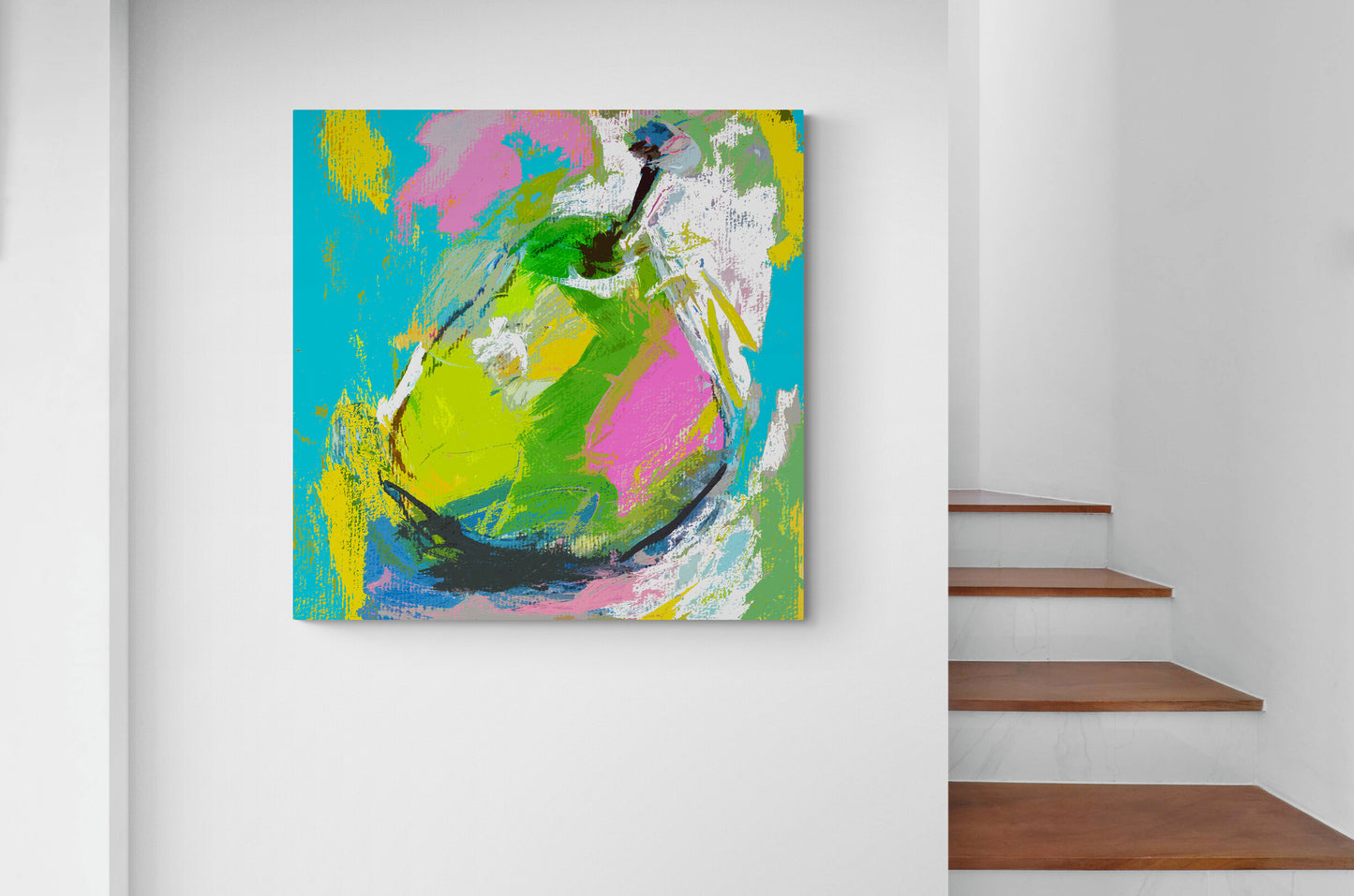 Modern Still Life Wall Art Print on Stretched Canvas or Fine Art Paper - Colourful Pear I