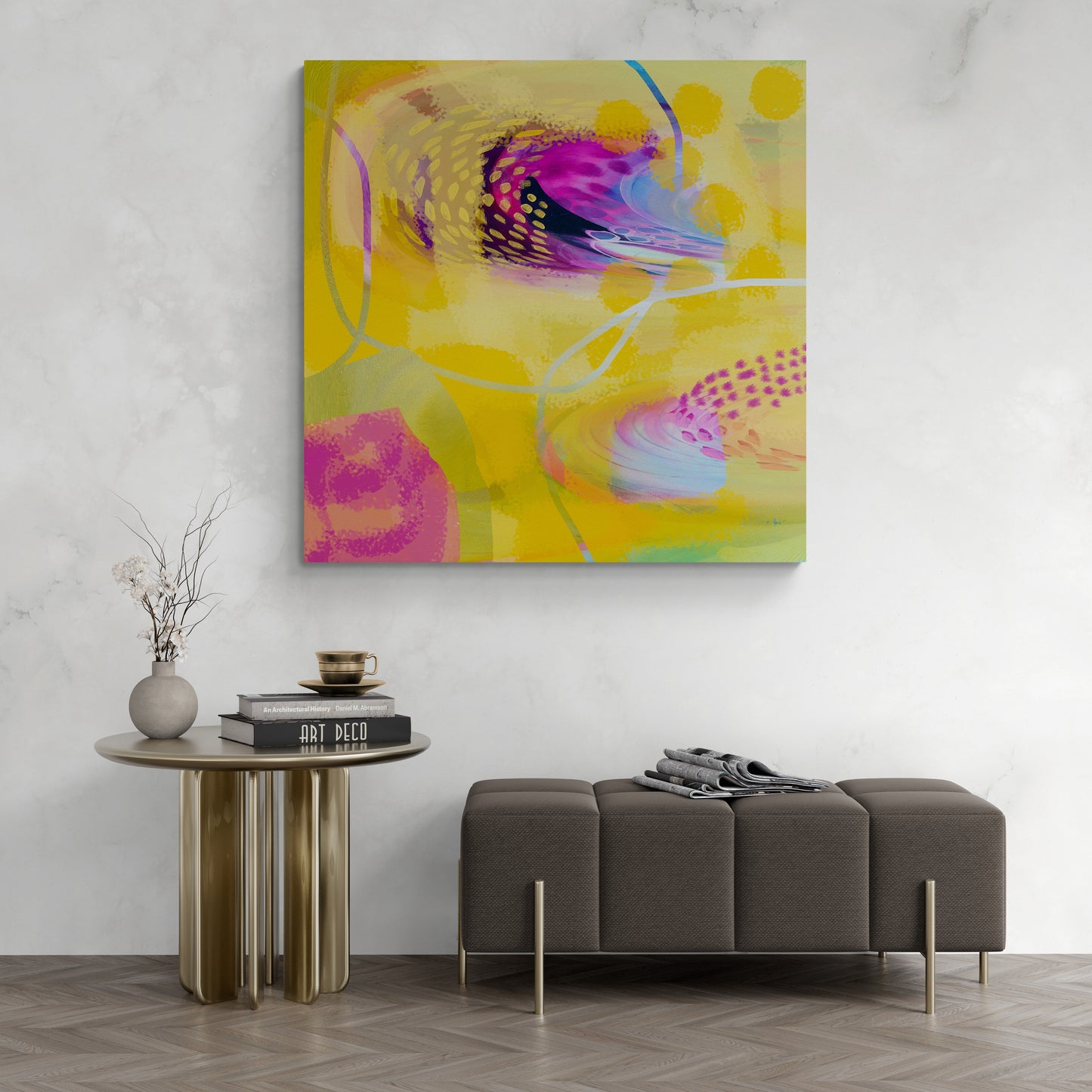 Yellow Abstract Art Giclee Print on Stretched Canvas or Fine Art Paper - Various Sizes