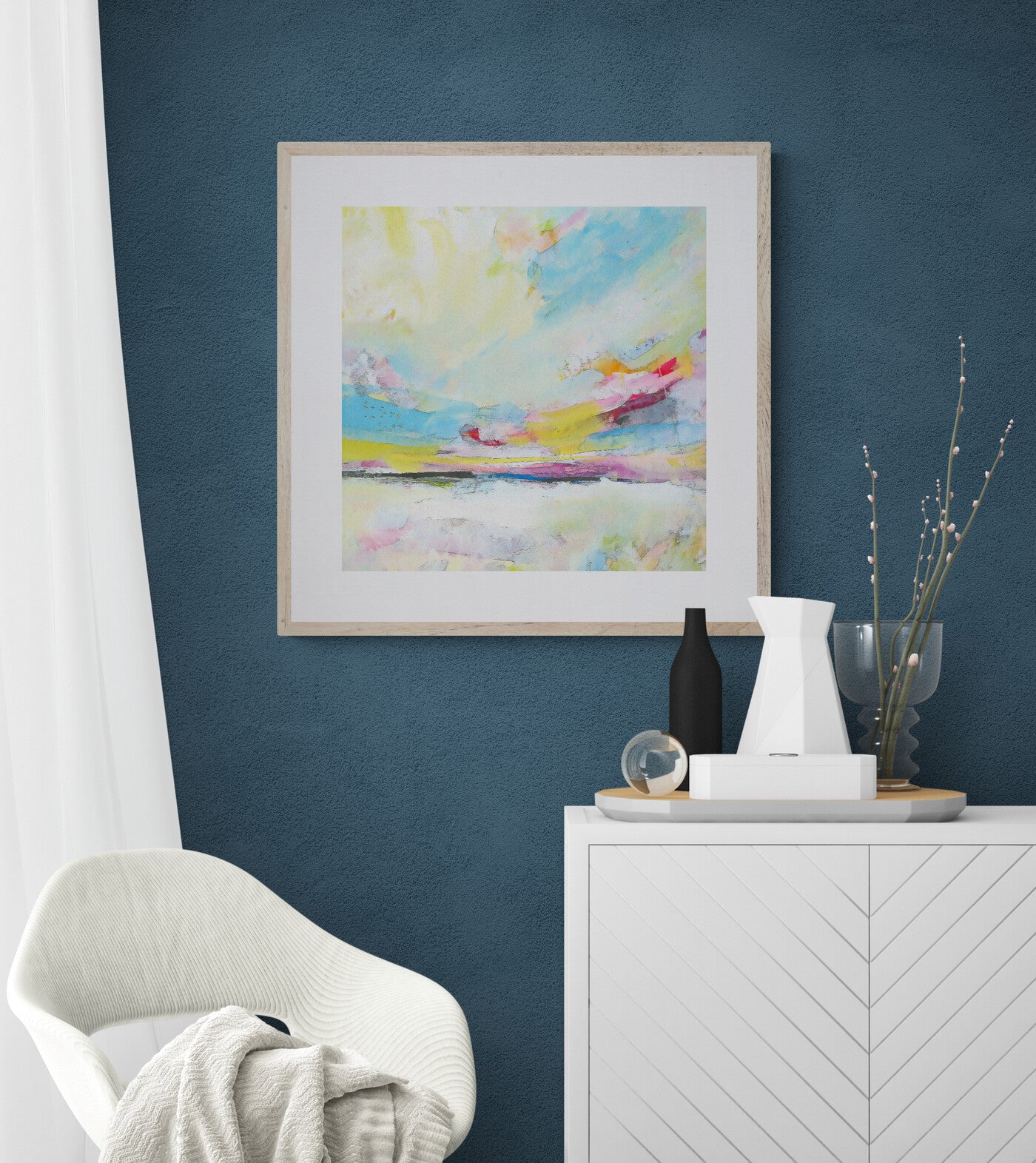 Colourful Abstract Landscape Wall Art Print on Stretched Canvas or Fine Art Paper
