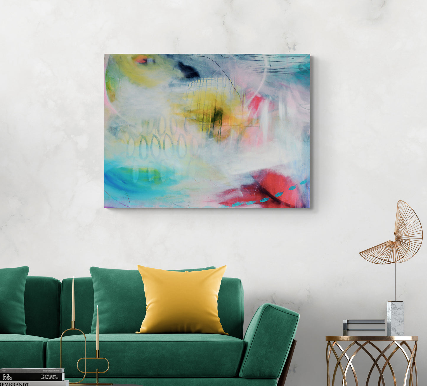 Large Colourful Abstract Art Print on Stretched Canvas or Fine Art Paper - Various Sizes
