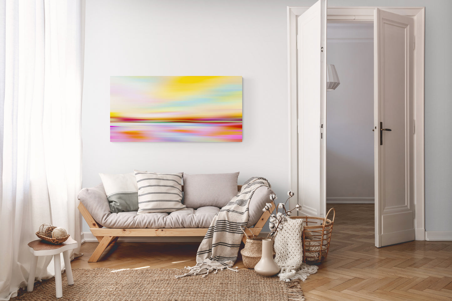 Colourful Abstract Landscape Wall Art Giclee Print on Stretched Canvas