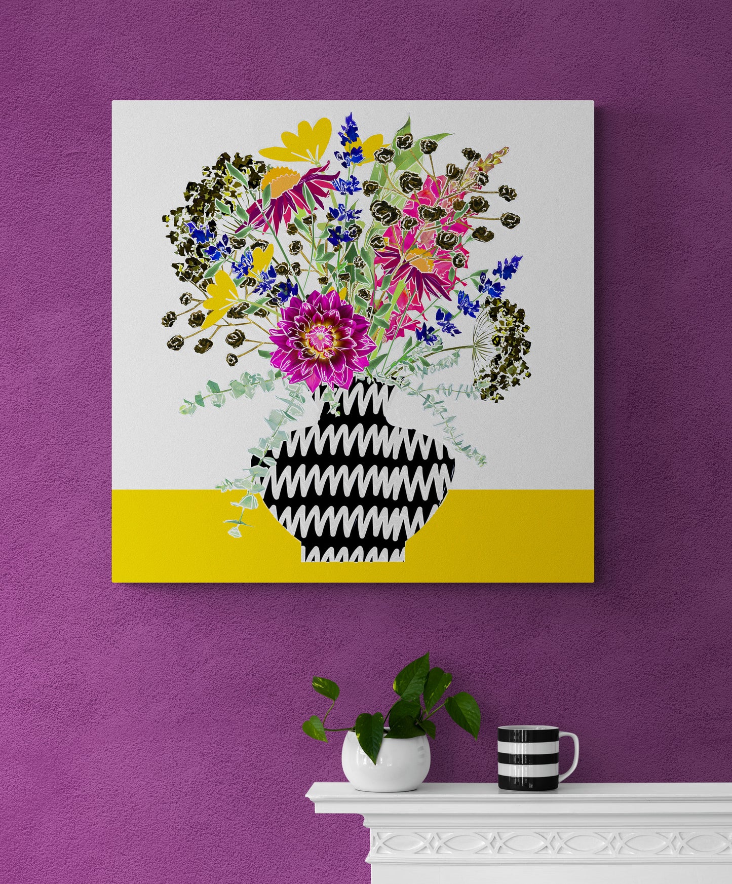 Floral Bouquet on Yellow Table