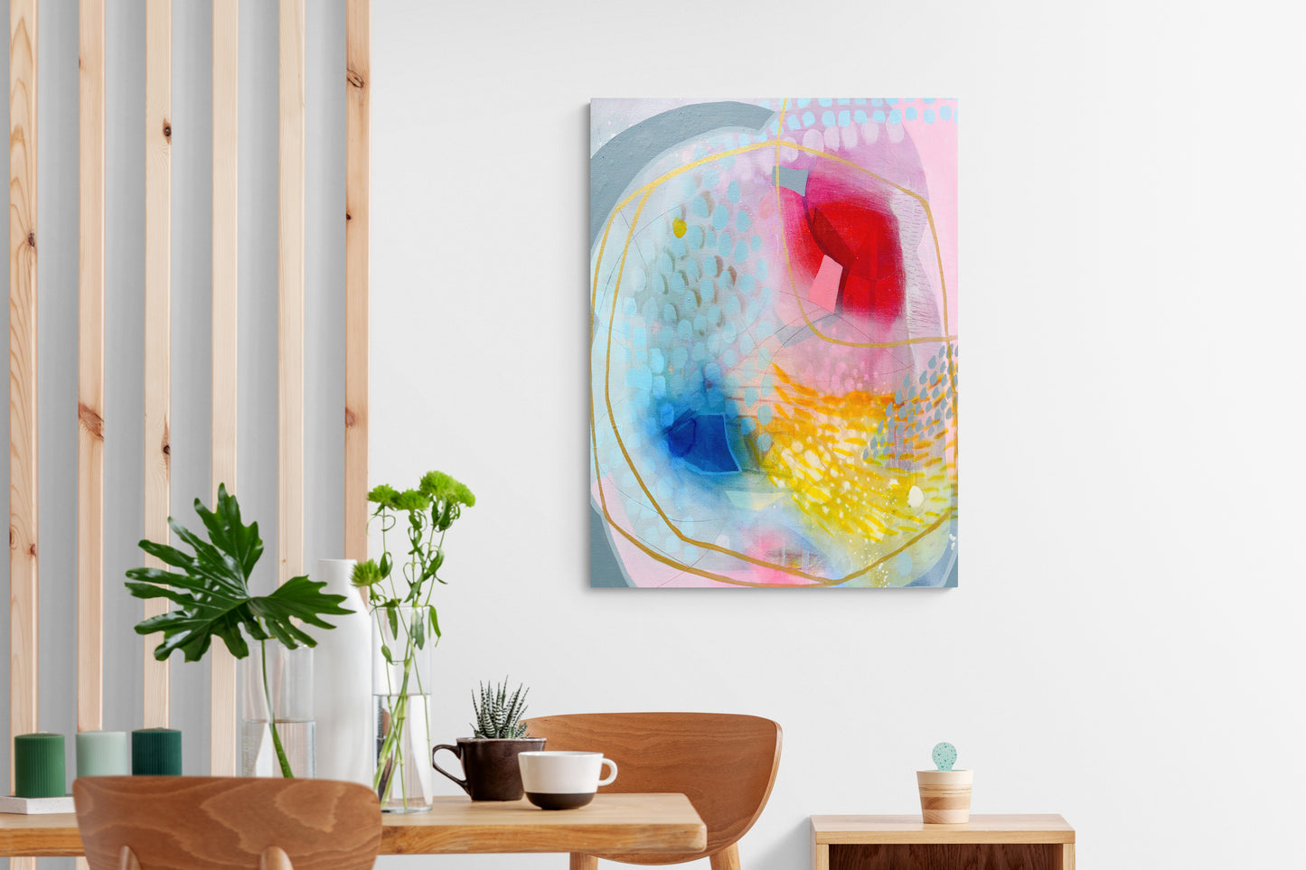 Large Colourful Abstract Art Print on Stretched Canvas or Fine Art Paper - Various Sizes