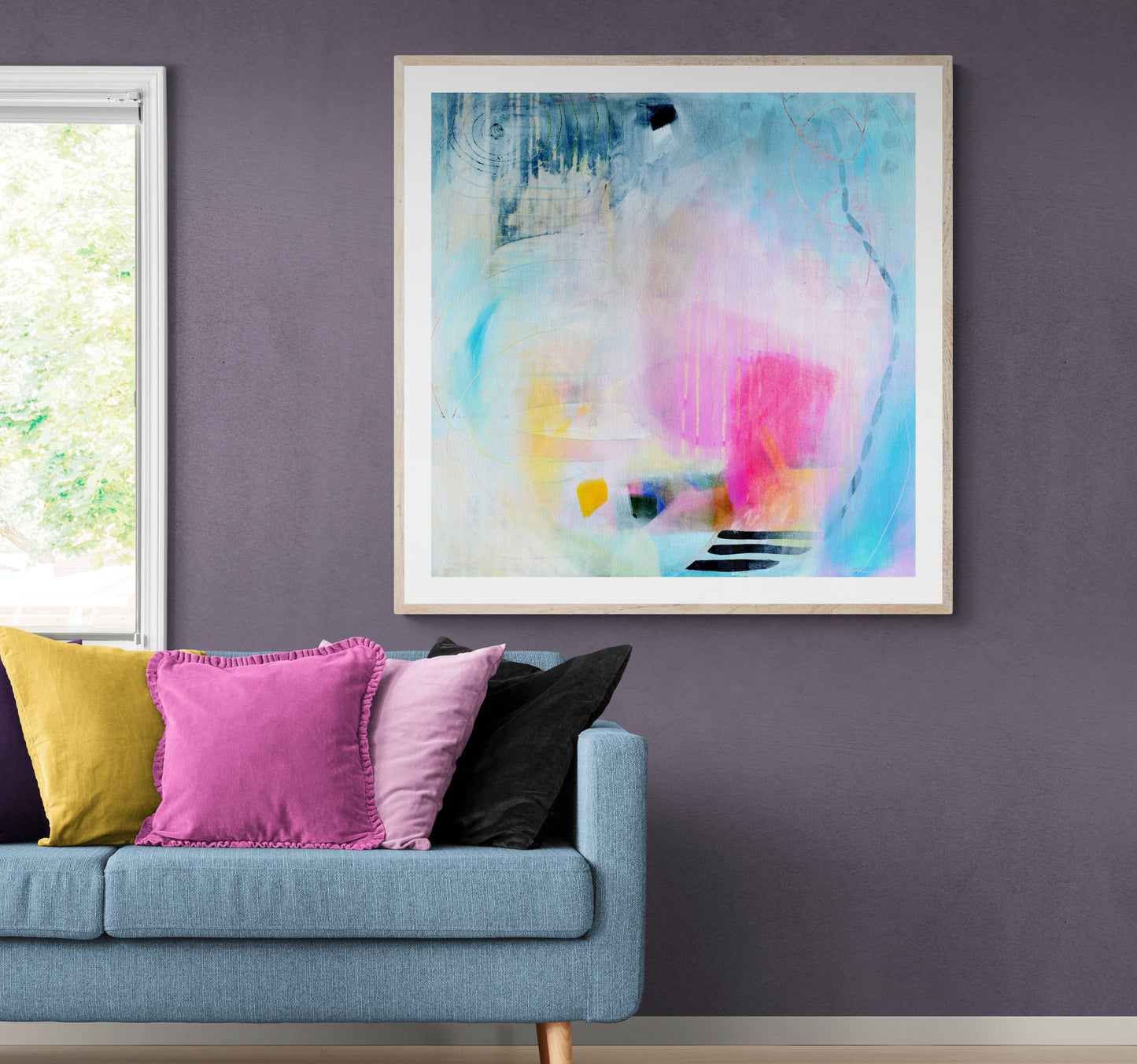 Large Colourful Abstract Art Print on Stretched Canvas or Fine Art Paper - Various Sizes