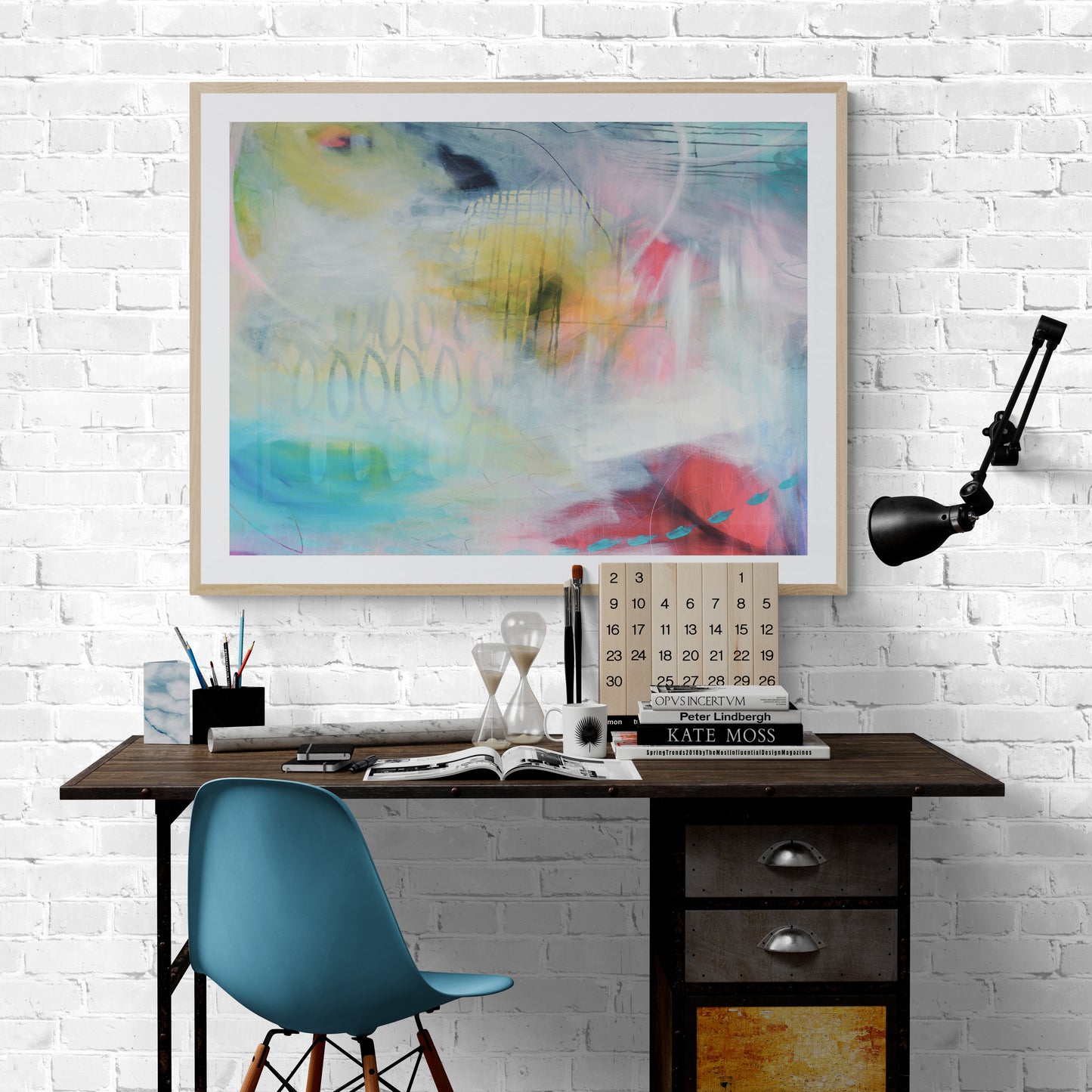Large Colourful Abstract Art Print on Stretched Canvas or Fine Art Paper - Various Sizes