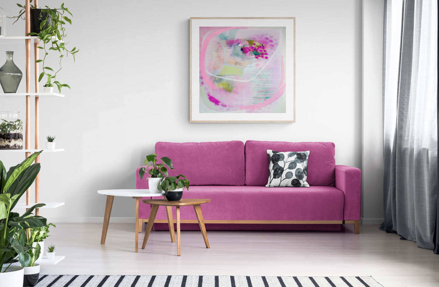 Pink Abstract Art Giclee Print on Stretched Canvas or Fine Art Paper