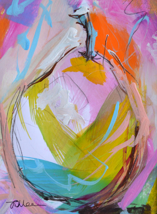 Colourful Pear I - Original Abstract Still Life Painting