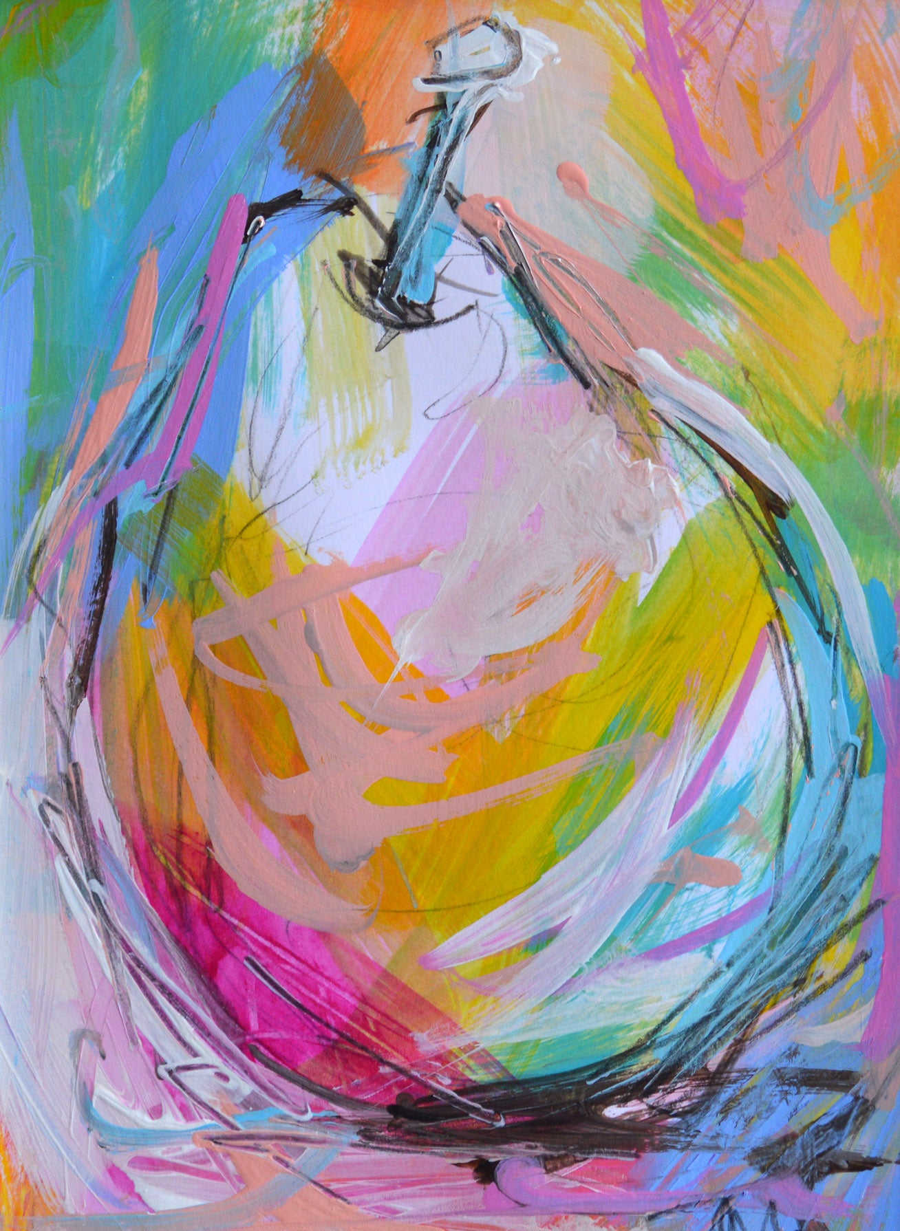 Colourful Pear II - Original Abstract Still Life Painting