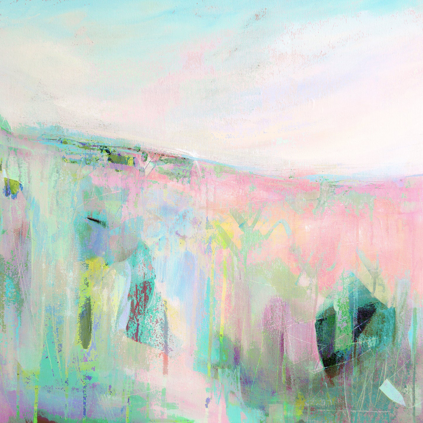 Pastel Abstract Landscape Wall Art Print on Stretched Canvas or Fine Art Paper