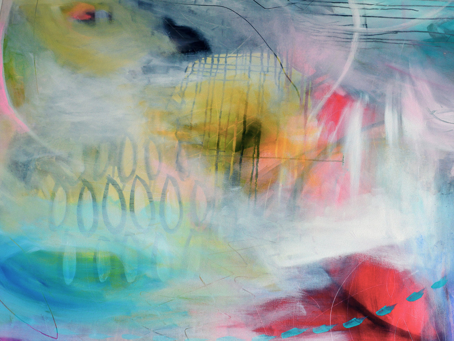 Large Colourful Abstract Art Print on Stretched Canvas or Fine Art Paper - Various Sizes