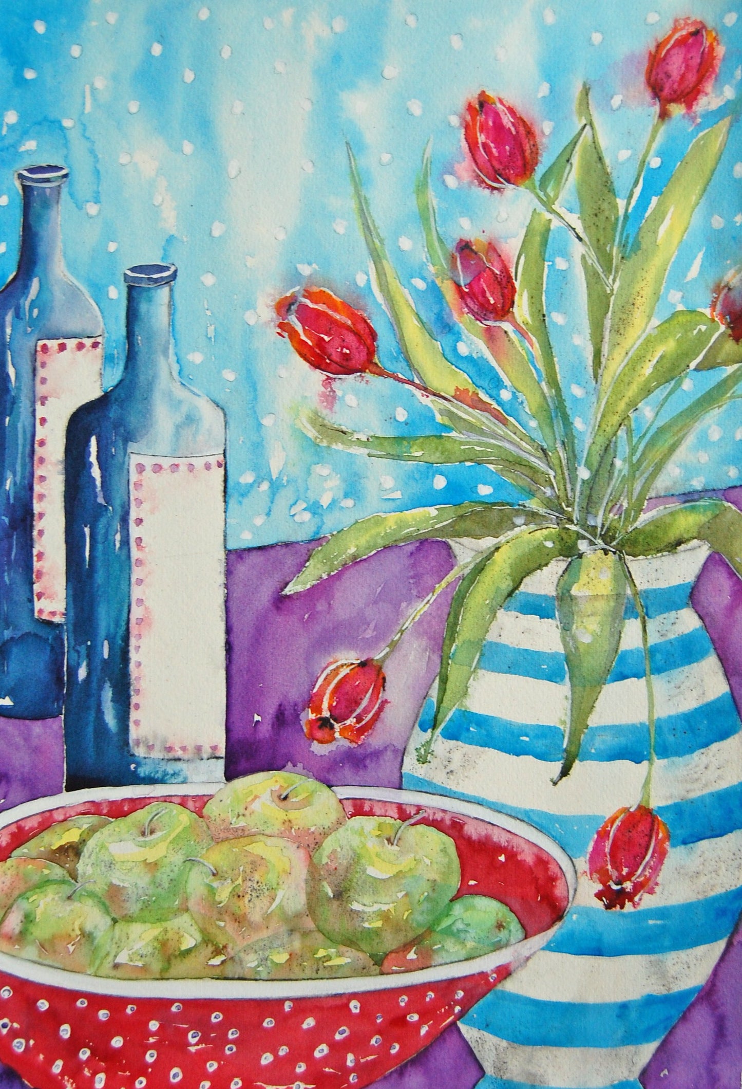 Tulips With Apples - Original Painting