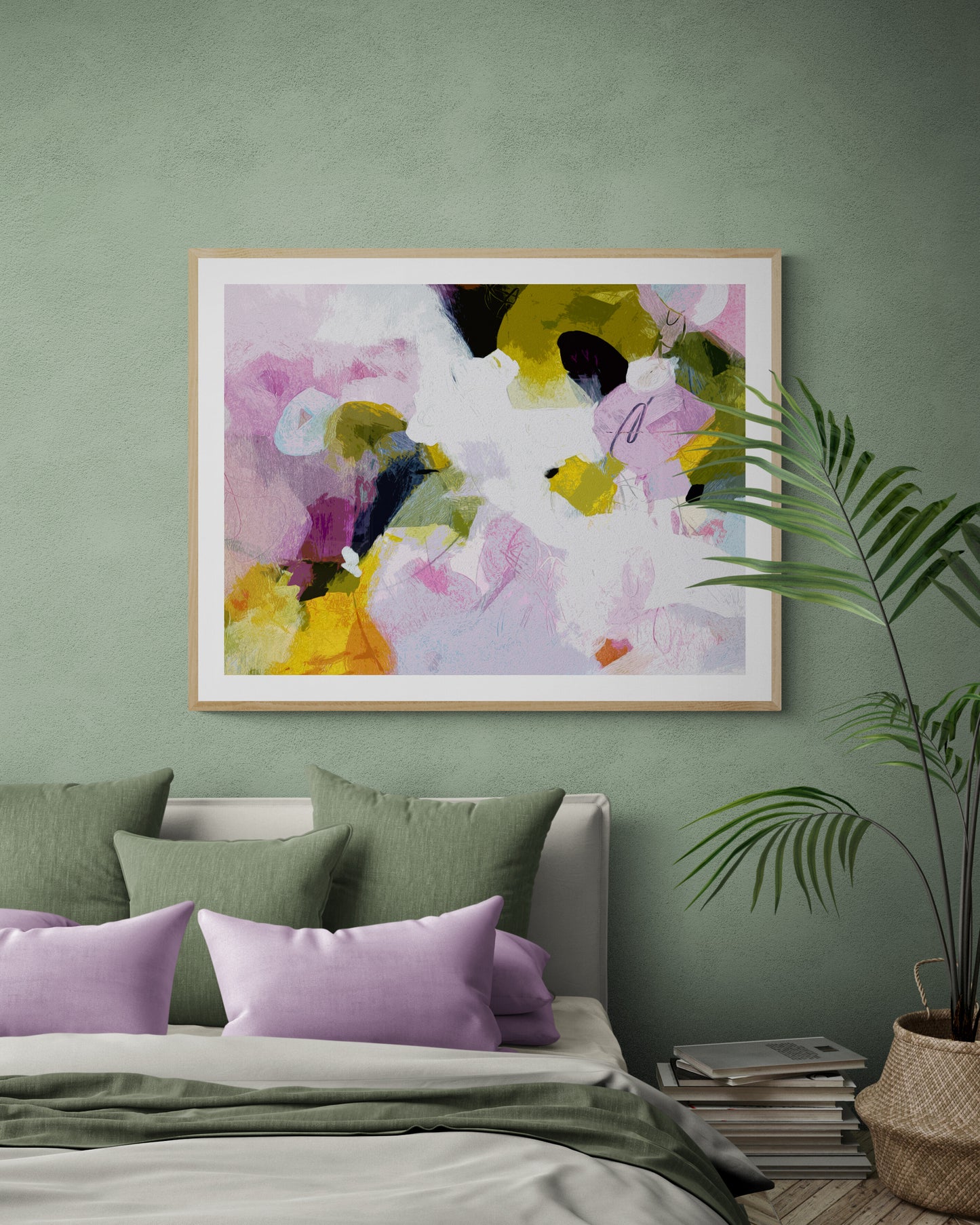 Purple and Green Abstract Art Giclee Print on Stretched Canvas or Fine Art Paper - CAO1