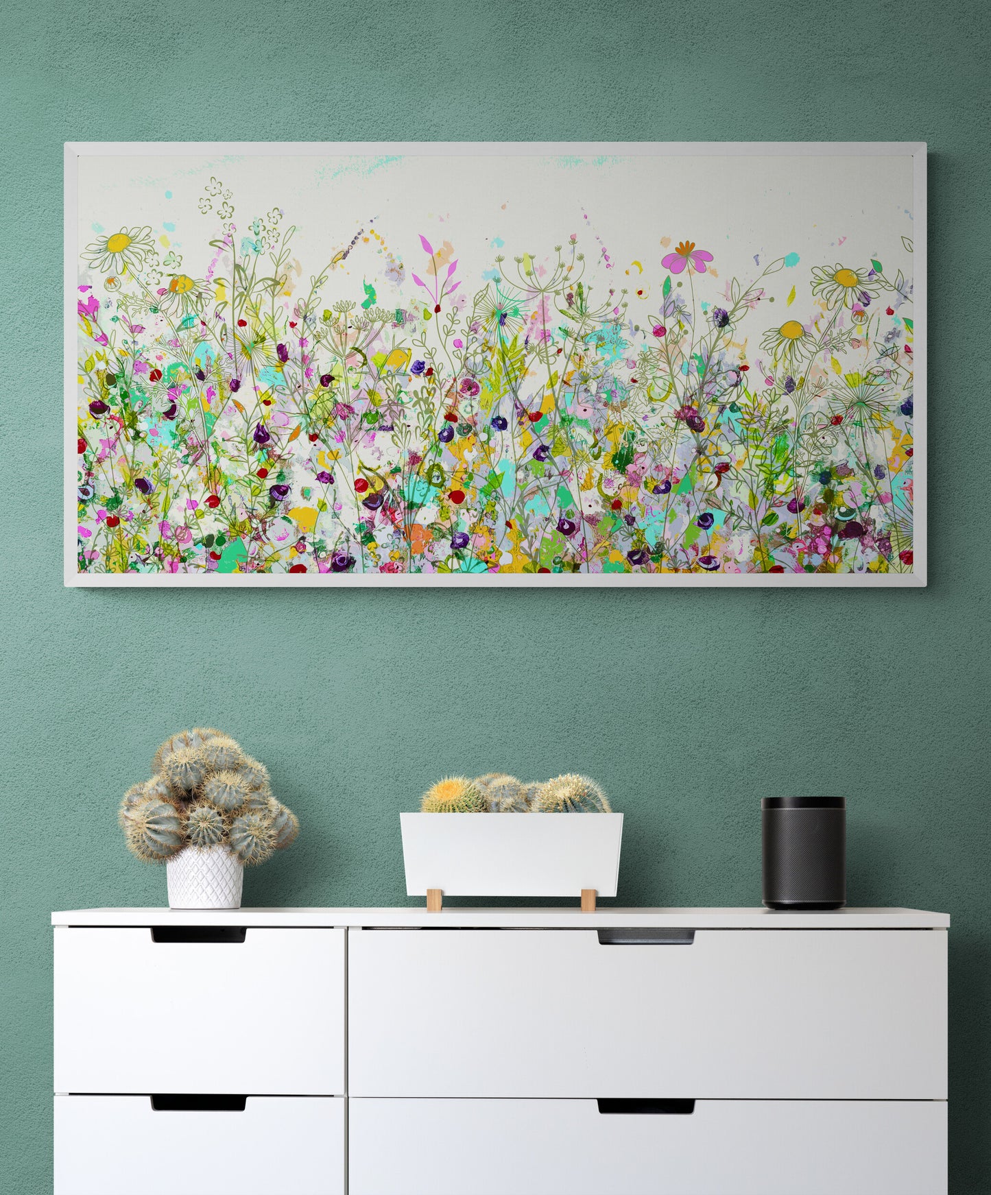 Large Panoramic Abstract Floral Meadow Canvas Print - MM41