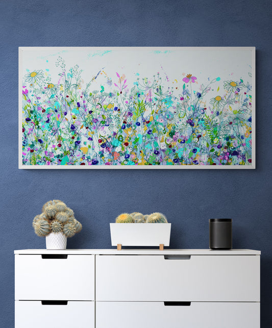 Large Panoramic Abstract Floral Meadow Canvas Print - MM40
