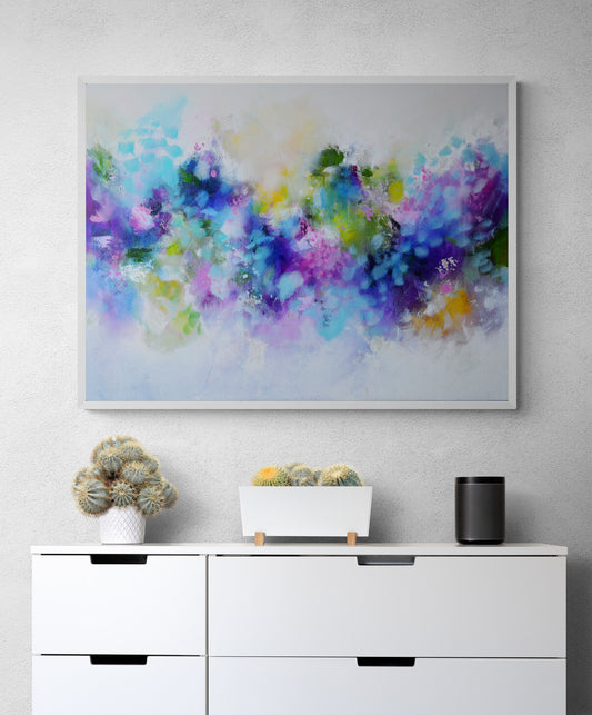 Blue Flow - Colourful Abstract Art Giclee Print on Stretched Canvas or Fine Art Paper