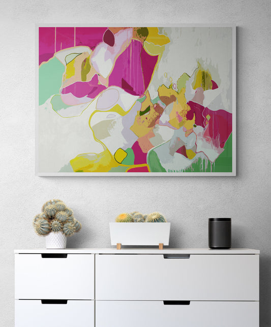 Modern Magenta Abstract Art Giclee Print on Stretched Canvas or Fine Art Paper - CA200