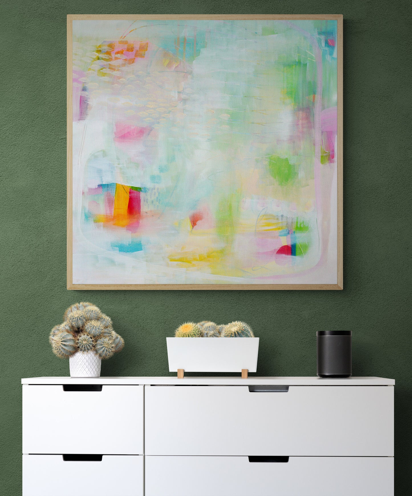 Green Abstract Art Giclee Print on Stretched Canvas or Fine Art Paper - IL7