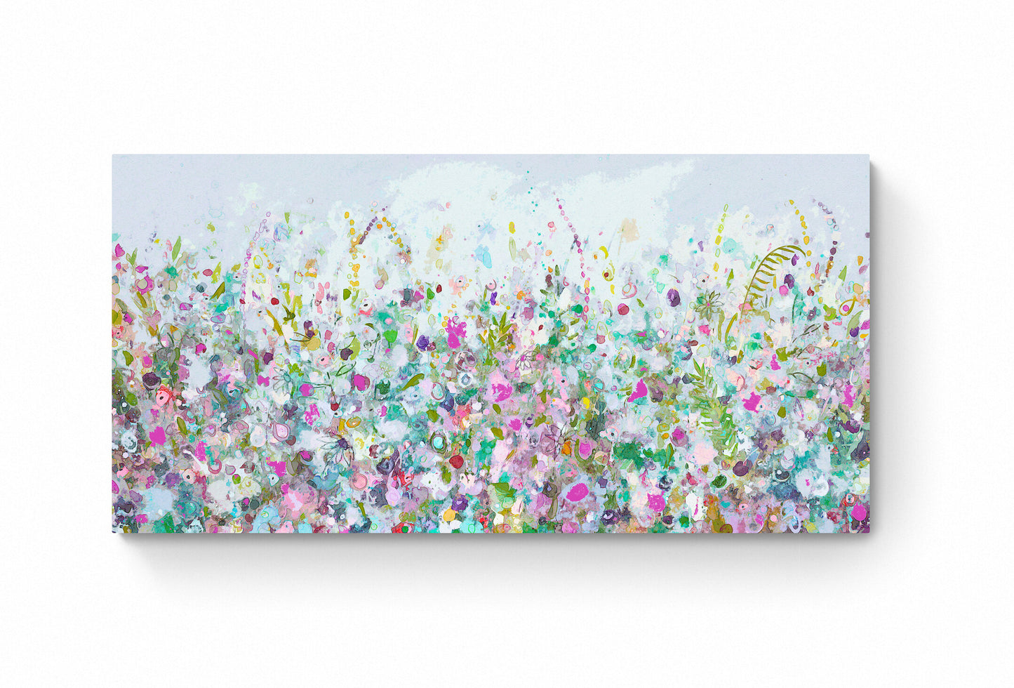 Floral Meadow Wall Art Giclee Print on Stretched Canvas