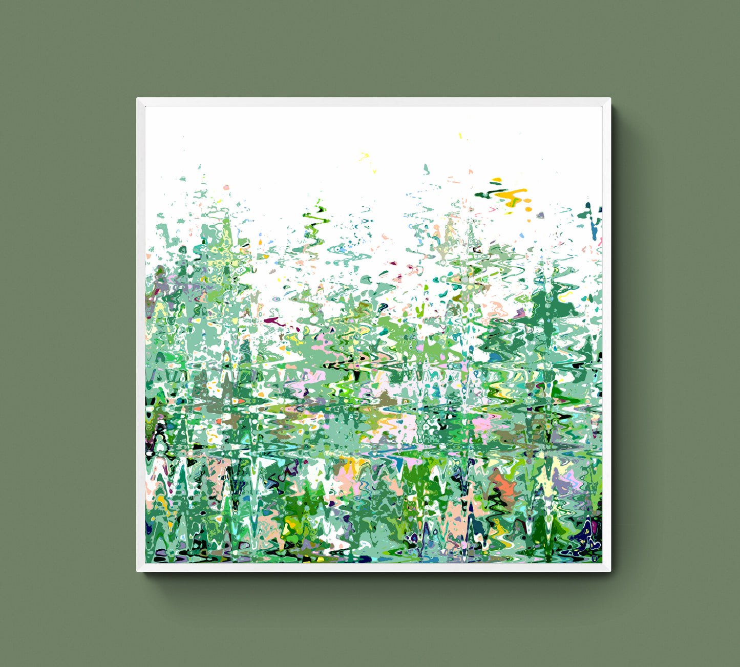 Green Wavy Abstract Art Giclee Print on Stretched Canvas or Fine Art Paper - Various Sizes