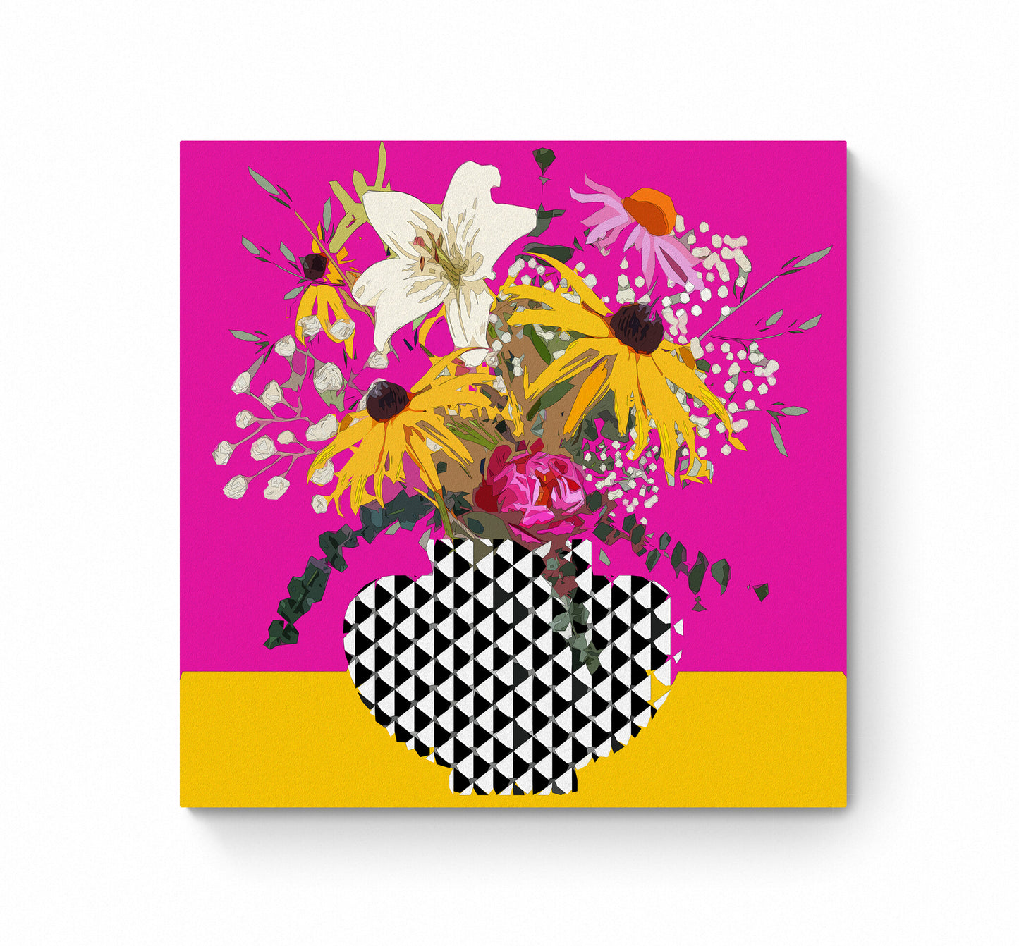 Vibrant Floral Wall Art Print on Stretched Canvas or Fine Art Paper