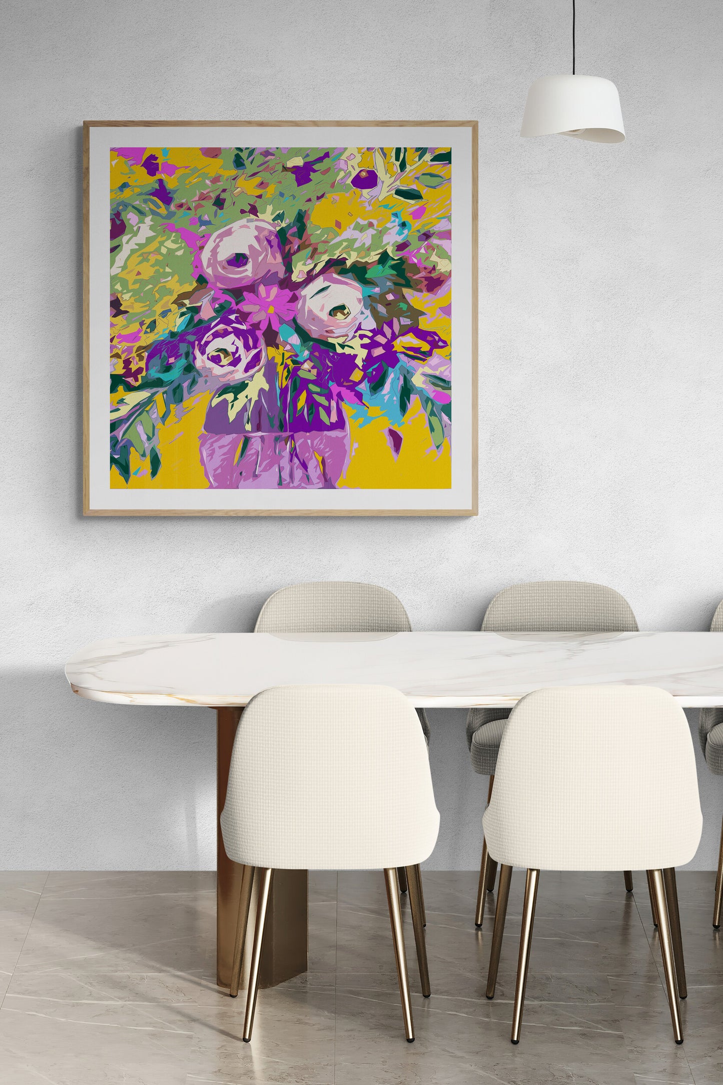 Mustard Floral Wall Art Print on Stretched Canvas or Fine Art Paper