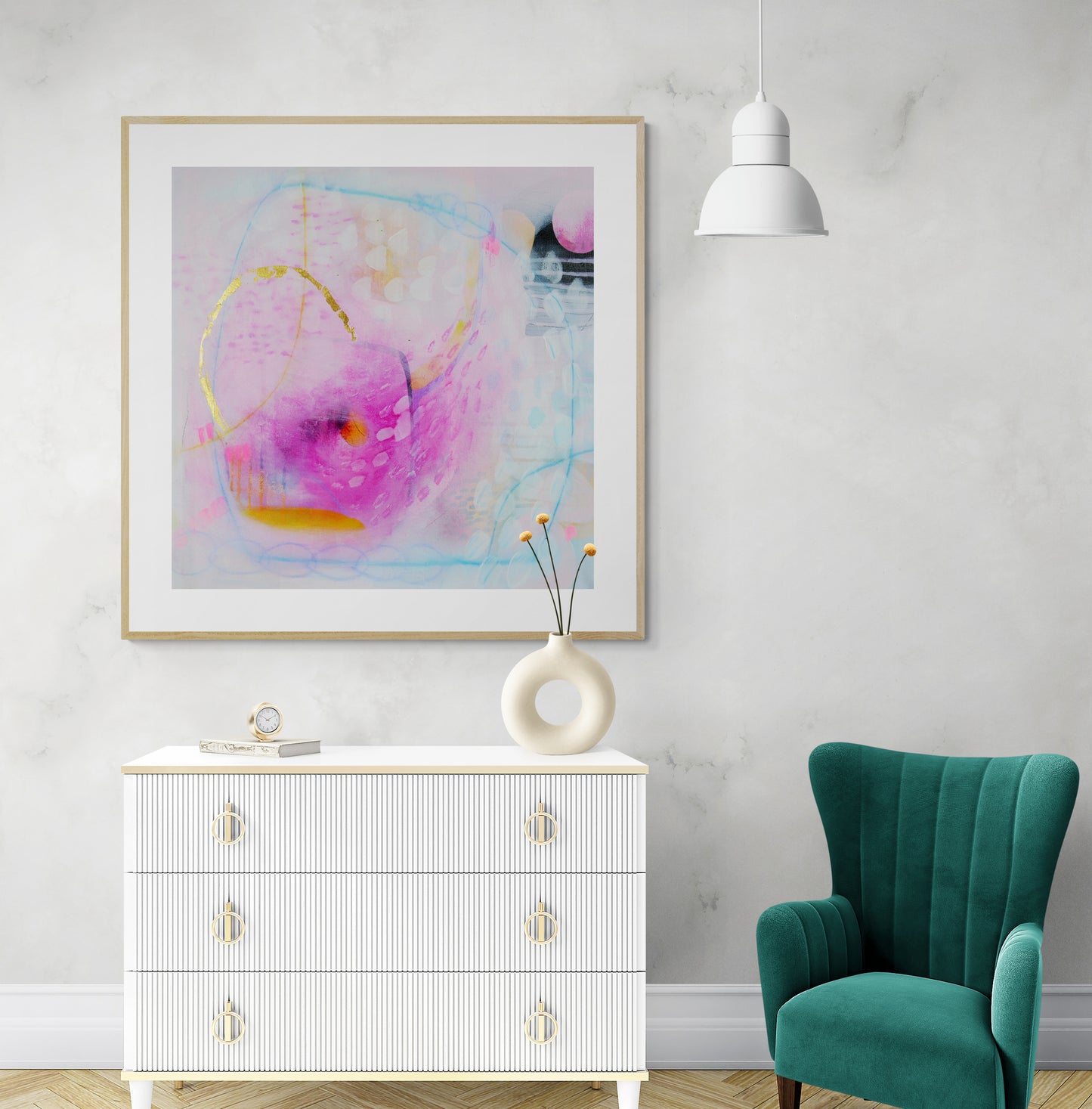 Blue and Pink Abstract Art Giclee Print on Stretched Canvas or Fine Art Paper - Various Sizes