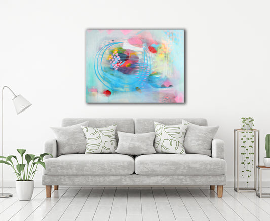 Blue Abstract Art Giclee Print on Stretched Canvas or Fine Art Paper - Various Sizes