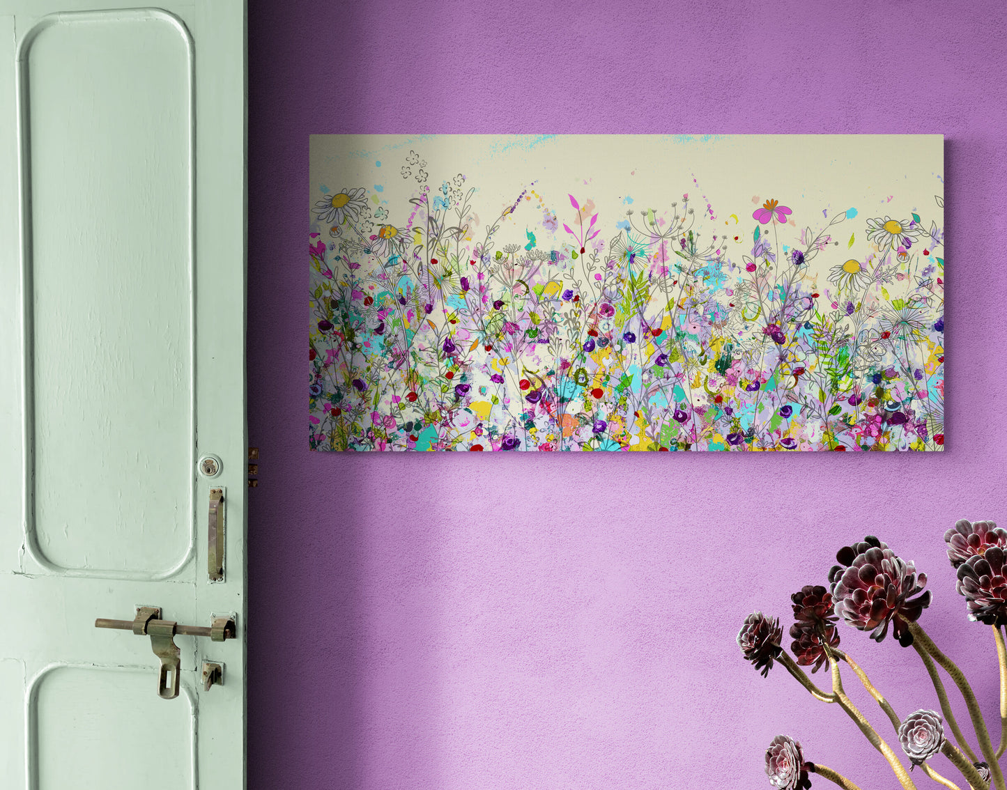 abstract wildflower meadow wall art