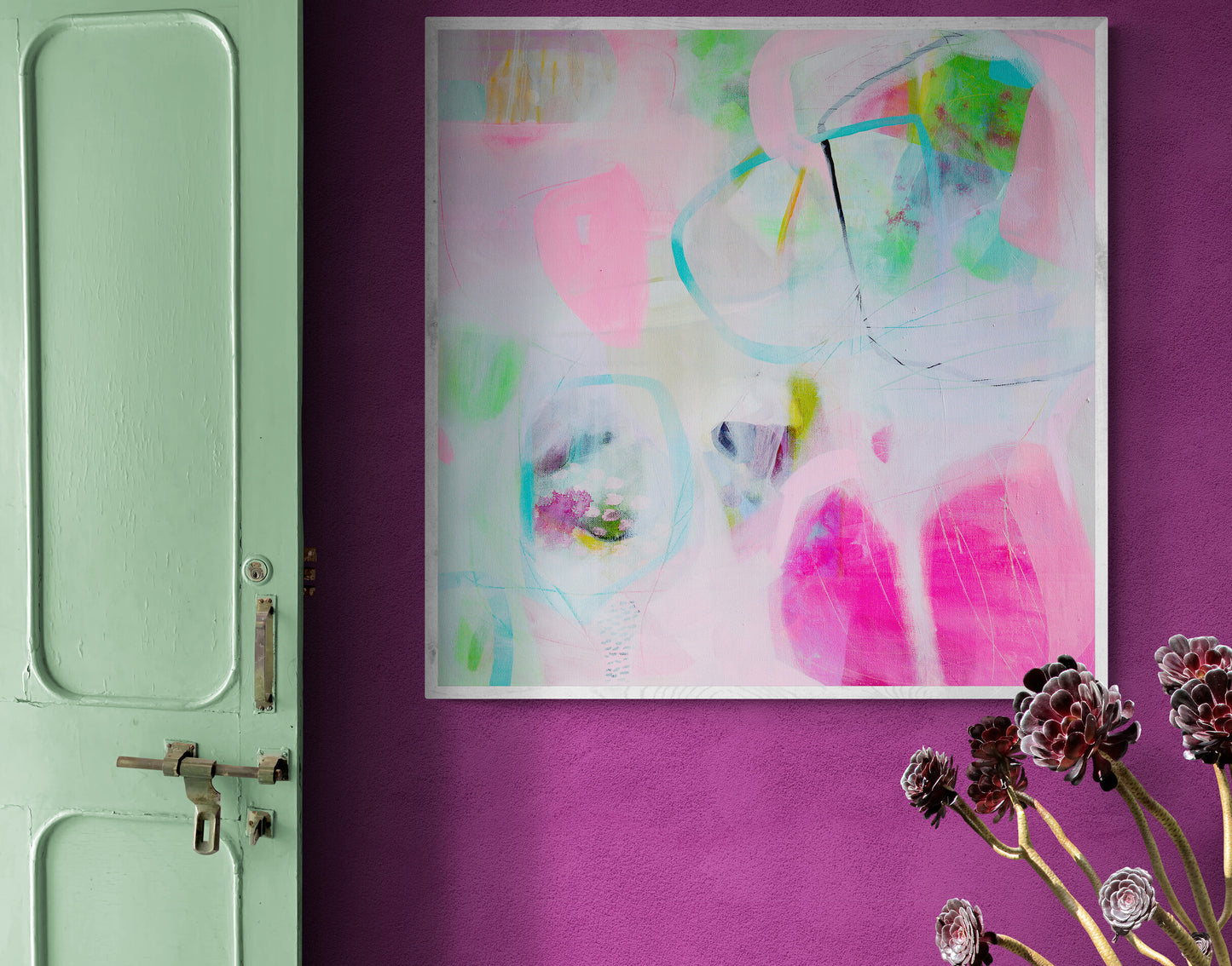 Pink Abstract Art Giclee Print on Stretched Canvas or Fine Art Paper - IL22