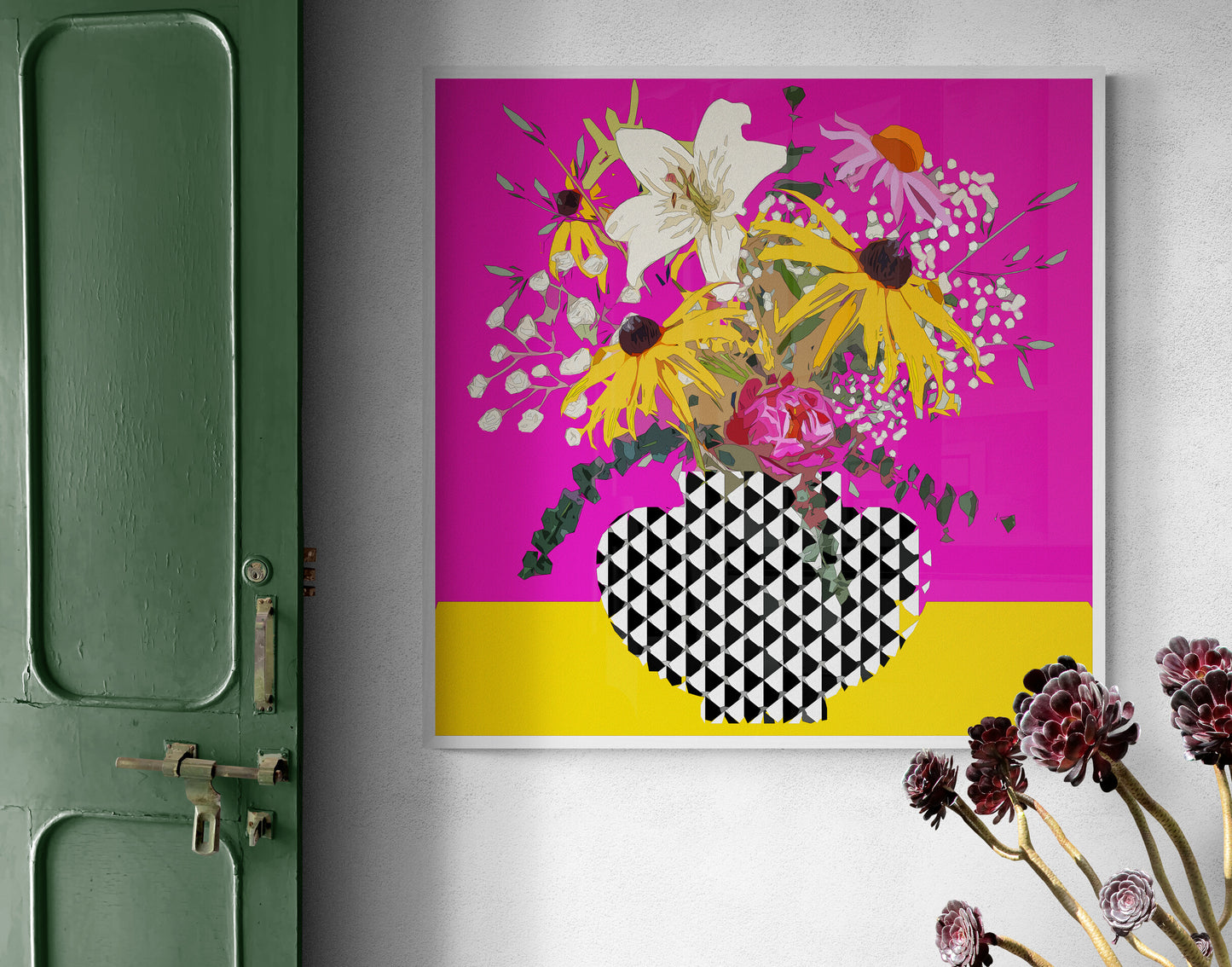 Vibrant Floral Wall Art Print on Stretched Canvas or Fine Art Paper