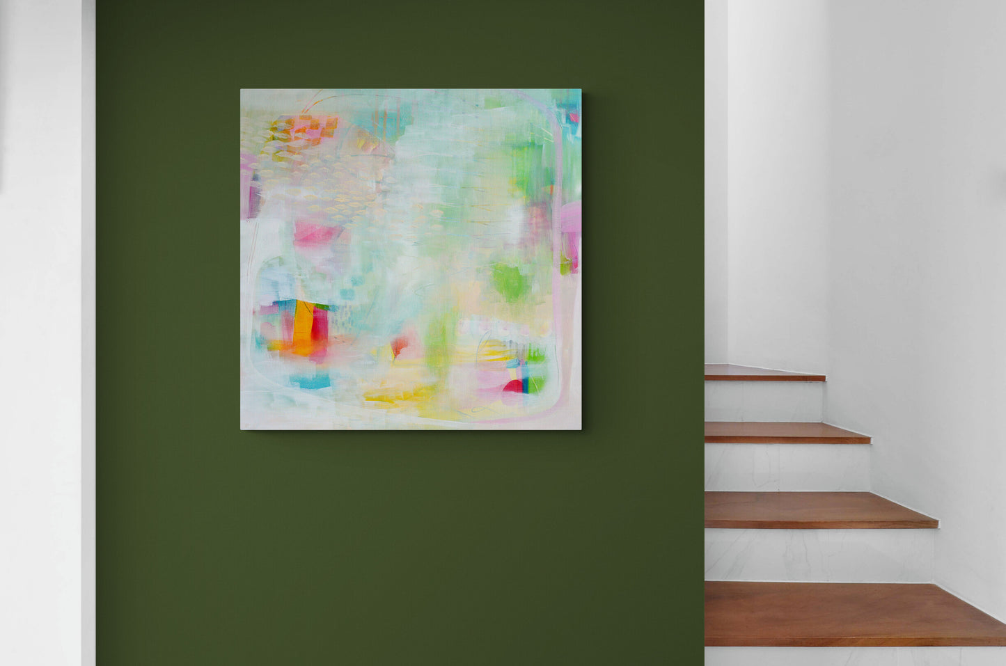 Green Abstract Art Giclee Print on Stretched Canvas or Fine Art Paper - IL7
