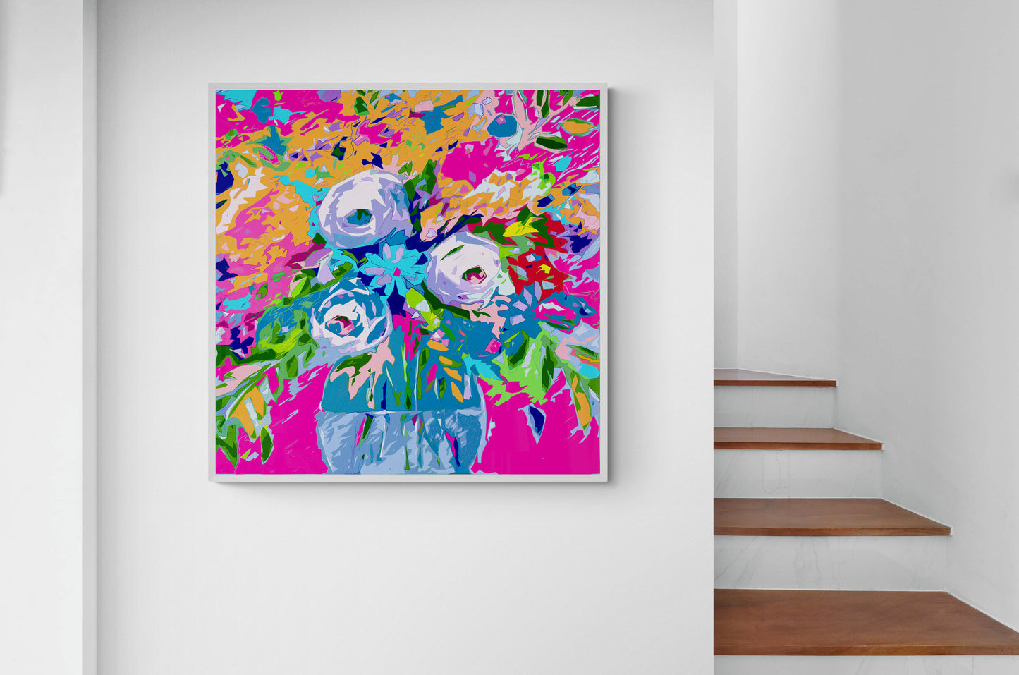 magenta floral wall art canvas print