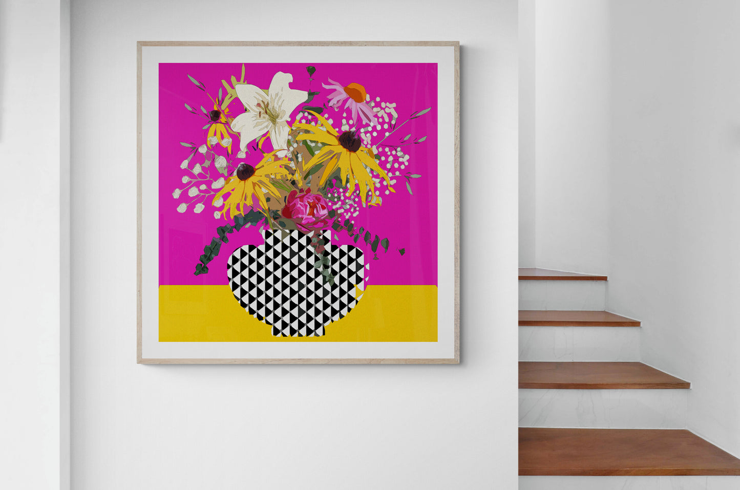 Vibrant Floral Wall Art Print on Stretched Canvas or Fine Art Paper