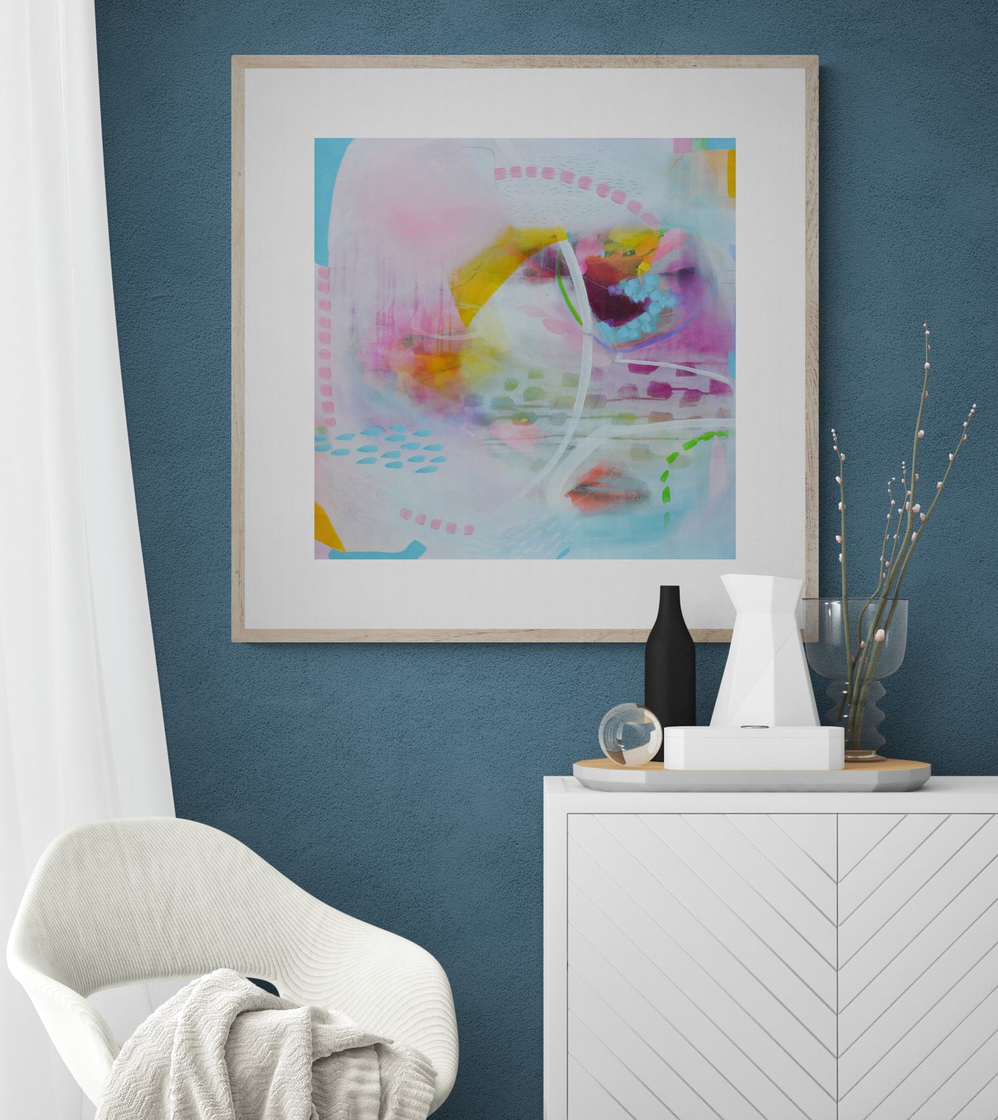 Pink and Blue Expressive Abstract Art - AB40
